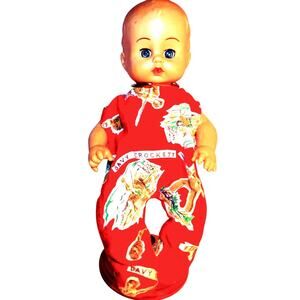 12" VNTG 1979 Playmates Sweet Baby Boy Doll w/Sleepy Eyes & Molded Painted Hair